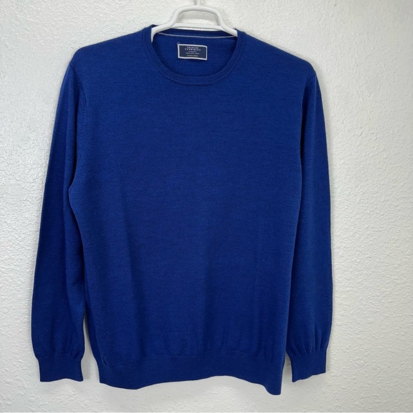 Charles Tyrwhitt Sweater Mens Blue XL  100% Merino Extra Fine Wool Preppy Casual - Picture 1 of 8